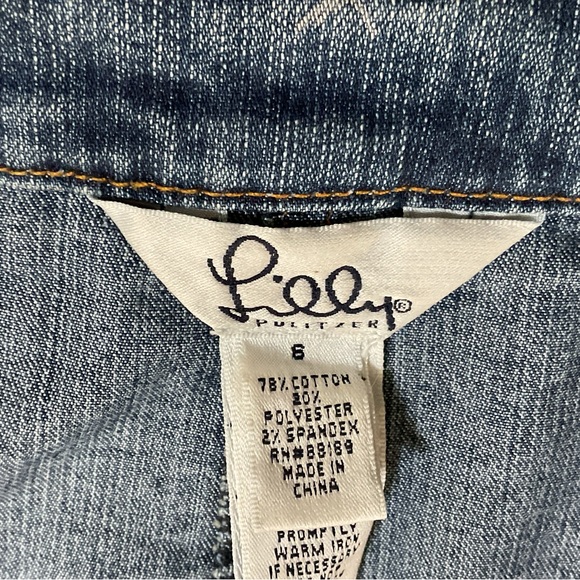 Authentic Lilly Pulitzer Denim Mini Skirt with Floral Embroidery - Picture 3 of 10